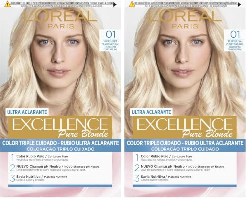 L'Oreal Paris Excellence Coloración Creme Triple Protección, Tono 01 Rubio Ultra Claro Natural, 1 Unidad (Paquete de 2)