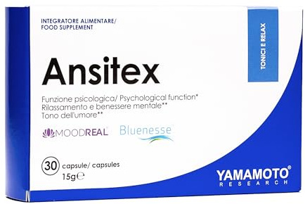 YAMAMOTO RESEARCH Ansitex 30 Capsules, Nutraceutique pour Favoriser la Relaxation avec de l’Extrait de Melissa, du Safran et du Bisglycinate de Magnésium