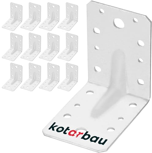 KOTARBAU® 12 Pièces Équerre De Fixation - Acier Galvanisé - 90 x 90 x 65 mm - Argent - Renfort D'Angle Métal - Équerre de Fixation Renforcée - 90 Degrés