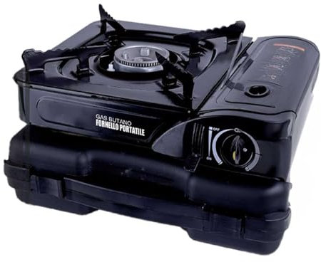Hornillo portátil de gas butano 2300 W 160 g/h, estufa de camping con funda, estufa de fuego exterior, compacta