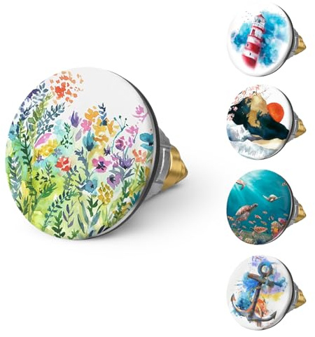 arteneur Pop-Up Waschbeckenstöpsel mit Motiv Bunte Blumen