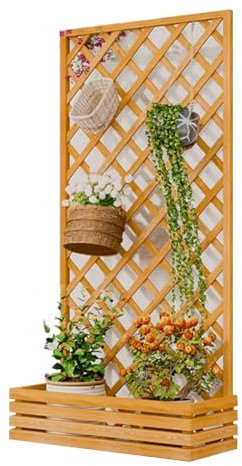 Pflanzkasten mit rankgitter holz Blumenkübel mit Rankgitter Holzkonserven für den Außenbereich Maschen-Pflanzkästen Trennwand-Pflanzkasten Pflanzkübel Geeignet für Balkon Innenhof ( Color : Yellow , S