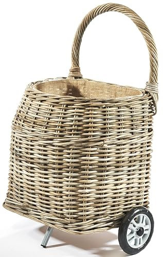 Kaminholzwagen mit Rollen Brennholzwagen - aus Rattan kubu grey