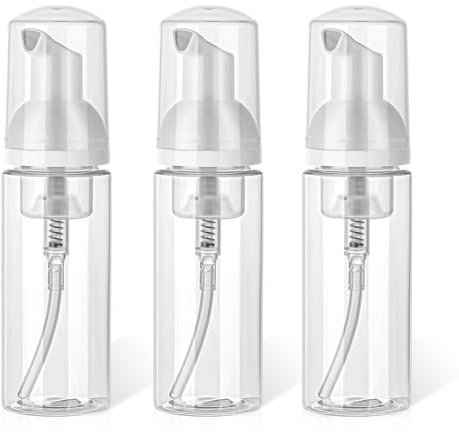 Giantree Schaumseifenspender Leere, 3 Stück Reisegröße klar Leere Flasche 50 ml Klar Schäumende Plastik Pumpflasche Schaum Pumpe Flasche Nachfüllbar Container kleine (50ml transparent)