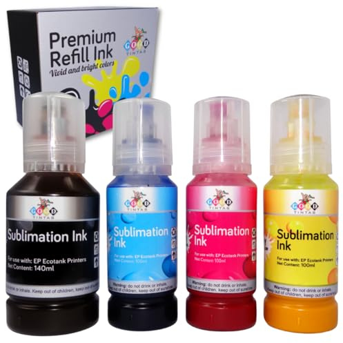 GOODTINTAS Inchiostro a sublimazione da 440 ml, compatibile con stampanti EP Ecotank Supertank serie 102 104 per trasferimento di stampa di calore su tazze, custodie per telefoni, magliette, borse,