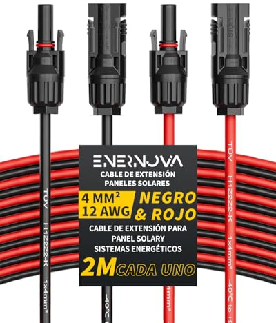 enernova Solarkabel 4mm²/6mm², Solarkabel Verlängerung 1/2/3/5/10/15/20M, Solar Kabel Verlängerung, Photovoltaik IP68 Wasserdichtem Stecker für Solar Panel(4mm² 2M)
