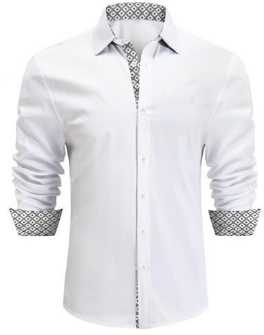 Misfuso Chemise Homme Manche Longues Mariage Casual Regular Fit | Chemise Business Formelle Casual Slim Fit