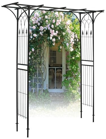 Eisenspalier, Metall-Pergola-Laube für Kletterpflanzen, Hochzeit, Garten, Bogen für Brautparty, Dekoration, 205 cm x 210 cm
