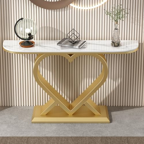 FREUPGU Konsolentisch, Konsolentisch Schmal, Eingangsbereich Deko Tisch, Kleiner Ausstellungstisch, Moderner Beistelltisch, für Wohnzimmer, Schlafzimmer, Eingangshalle, Flur(Gold A,150cm/59in)