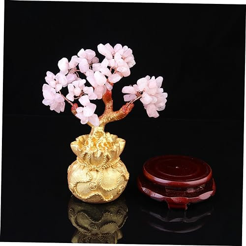GARVALON Crystal Baum Geldbaum Dekoration Aus Natürlichem Kristall Im Bonsai-Stil Mit Sockel Feng Shui Symbol Für Wohlstand Und Glück Geeignet Für Zuhause Büro Und Geschäfte s