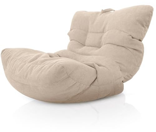 Aiire Fauteuil Pouf Salon Moderne - Pouffe Géant Interieur Adulte ou Ado avec Remplissage pour Décoration de la Chambre – Gros Bean Bag XXL ou Coussin de Sol Beige