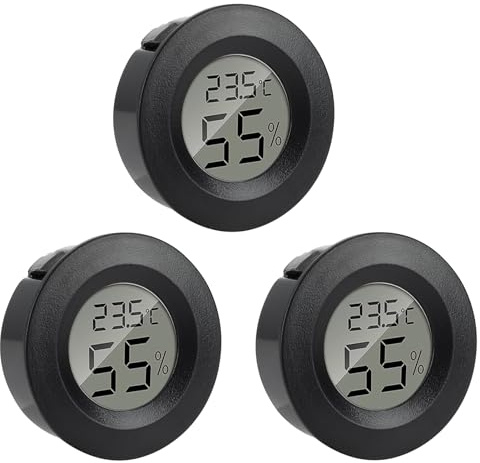 Thermomètre hygromètre numérique pour reptile, pour incubateurs, boîtes d'élevage, terrariums, hygromètre pour lézards, araignées, tortues, commutables Celsius/Fahrenheit, noir (3)