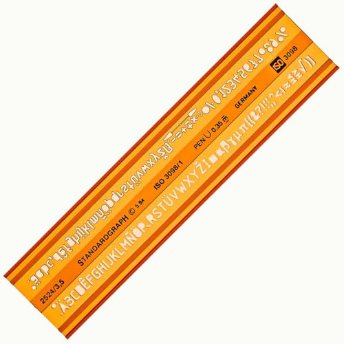 3,5mm Schriftschablone - Normschriftschablone 3,5mm - Schriftschablone Technisches Zeichnen - Schrift Schablone 3,5 mm - Isonorm Gerade Mittelschrift Schablone