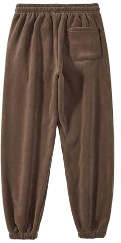 ofeirhz Jogginghose Herren Winter Warm Gefüttert Lose Sporthose Gerade Sweatpants Jogger Laufhose mit Taschen Einfarbig Bequeme Freizeithose Kordelzug Trainingshose, coffee, 4XL