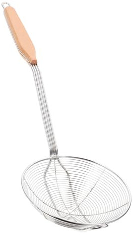 Cabilock Malla De Alambre Mango De Madera Espumadera De Acero Inoxidable Colador Espumadera Para Freír Utensilio De Cocina Diseño