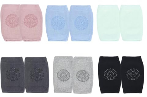 PandaEar Baby Krabbelknieschoner, 6 Paar Anti-Rutsch-Knieschützer für Säuglinge & Kleinkinder 6-24 Monate, Weiche & Atmungsaktive Baby Knieschoner