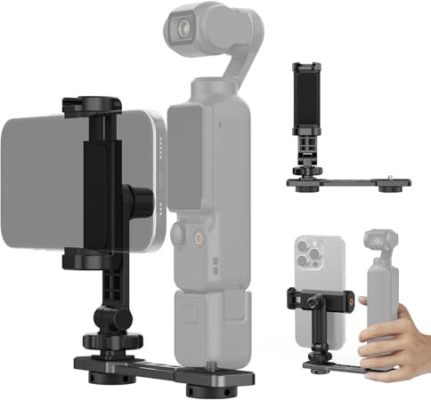 NEEWER Smartphone Halterung kompatibel mit DJI Osmo Pocket 3, Professionelle Handyhalterung mit 1/4 Gewinde & Kaltblitzschuh für Stativ, Verlängerungsstange, Videolicht und Mikrofon, AC021