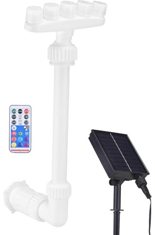 BAOFUYA Fuente de la Piscina Solar, Pulverización de Cascada de Energía Solar Eficiente de Presión Solar Ajustable con Luces LED Coloridas para Arriba y Piscinas Enterradas