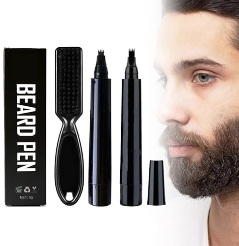 Barbe Stylo Filler pour Hommes,Crayon à Barbe Instantané,Barbe Filler Pen,Beard Pencil Filler,Stylo Barbe Imperméable,Crayon à Barbe pour Homme Noir