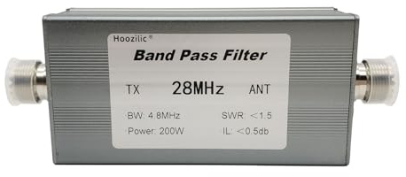 Hoozilic 200W Shortwave Band Pass Filter, LC Filter with M Female Connector, High Isolation Antenna Filter for Ham Radio (28MHz)