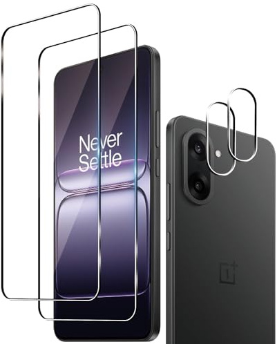 Wookfiss Härdat glas för OnePlus Nord CE 5 5G, 2 st skärmskydd och 2 st bakre kameraskydd, 9H hårdhet HD utan bubblor repfria härdade fönsterskydd