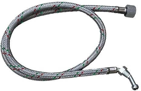 Anglo Nordic - Tubo flessibile per tubo, 1/4 M gomito x 3/8 F, tubo flessibile intrecciato per caldaia, lunghezza 900 mm, compatibile con Riello, 1/4 M piegato x 3/8 F