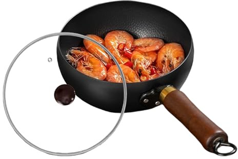 Sartén De Hierro Sin Recubrimiento, Sartén De Cocción Duradera Con Tapa (24 Cm), De Cocina De Hierro, Utensilios De Cocina Profesionales Para Estufas O Acampar Al Aire Libre, Saltear, Freír, Hu