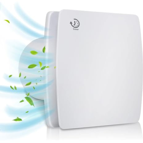 Bathroom Extractor Fan, 4/100mm High Airflow Silent Bathroom Fan with Timer Overrun Delay Function for Bathroom Toilet Shower Wall Mount (White)