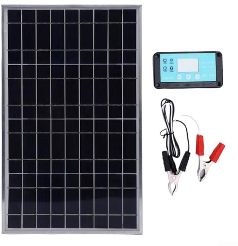 Vasiumic Kit de panneau solaire avec cadre en aluminium 100 W avec contrôleur, étanchéité IP67, prend en charge le chargement de batterie 12 V 24 V pour camping-car, caravane, bateau, camping