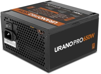 NOX Xtreme Products URANO Pro 650W 80 Plus Bronze–Fuente de Alimentación ATX, Ventilador Silencioso 120 mm PWM, Protección Integral (OVP, UVP, OPP, SCP, OTP), PFC Activo, Cables Planos, Negro