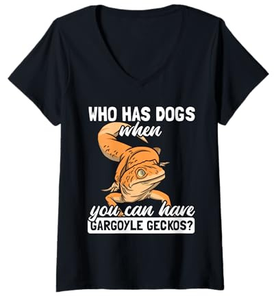 Womens Gargoyle Gecko Reptile Lover | Funny Lizard Pet Owner V-Neck T-Shirt