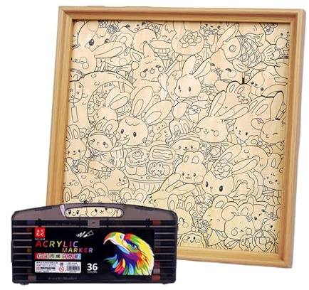 Jouets Puzzle | Cadre Photo Lapin Artisanal | Puzzles Cérébraux Coloriage Peints À La Main pour Adultes - pour De 6 À 12 Ans Famille Garçons Filles Maternelle Noël Anniversaire Fêtes Vacances