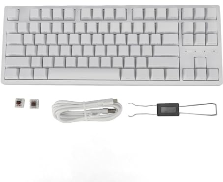 EIMSOAH Teclado Mecánico de 87 Teclas, Teclado Inalámbrico RGB 80 por Ciento de Interruptor Marrón con Conexión de Modo Triple 2,4G BT5.0 USB C con Cable