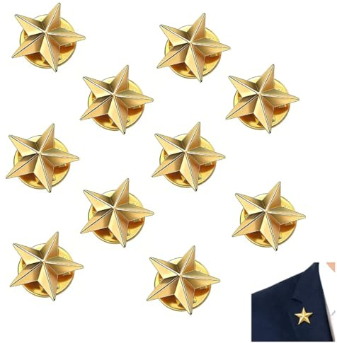 10 Piezas Pin de Solapa Estrella Dorada de Aleación de Zinc, Insignia de Estrella, Broche Decorativo para Chaqueta Camisa Mochila, Accesorio para Celebraciones, Eventos y Regalos