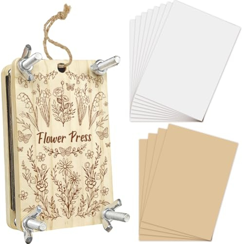 PRESSINART Liten Blompress för att Torka Blommor 2,5 x 3,9 Tum 4 Skikt Träväxtpress Liten Pocketpress DIY-verktyg för Vår- och Sommarresor