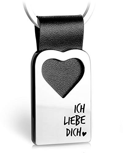 FABACH Herz Schlüsselanhänger mit Gravur aus Leder - Partner Glücksbringer Anhänger für Ihren Lieblingsmensch - Ich liebe dich