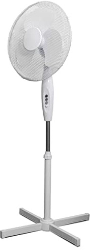 Prem-i-air White 16 Inch (40 cm) Oscillating Cooling Pedestal Standing Fan with 3 Speed Settings, Adjustable Height and Fan Head Angle, and Quiet Operation For Homes, Bedrooms and offices