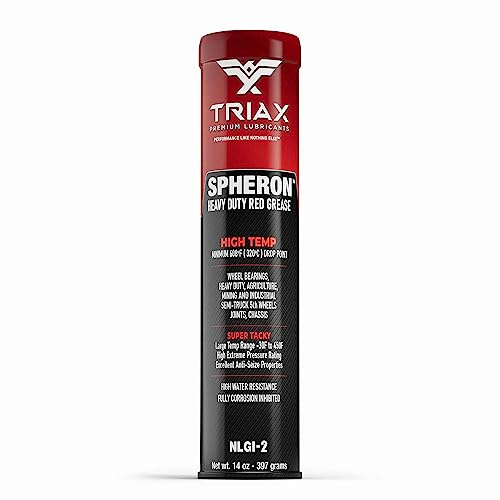 TRIAX Spheron HT Red Lithium Grease Cartridge – Super Heavy Duty Extreme Pressure Ultra Tacky Waterproof – High Temp > 204°C – For Bearings Joints 5th Wheel Suspension and Chassis