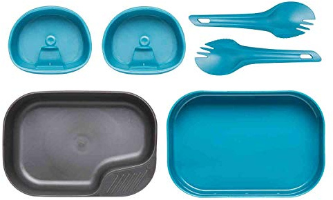Wildo Camp-A-Box Duo Outdoor Army Crockery Cutlery Survival Camping Set, azure, standard size