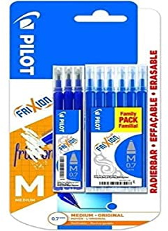 Pilot B2-0556985 - 9 Ersatzminen Frixion Clicker/Ball-Pilot Pen-Blister, 3 x 3-Ersatztinte, BLS-FR7, für 0,7 m/m-Frixion Ball Tintenroller-Pilot blau frixion Radierbare Kugelschreiber
