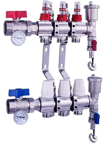 Nordic Tec Heizkreisverteiler mit Kugelhähne Flussmesser Topmeter Thermometer 3 Heizkreise (3 Heizkreise)
