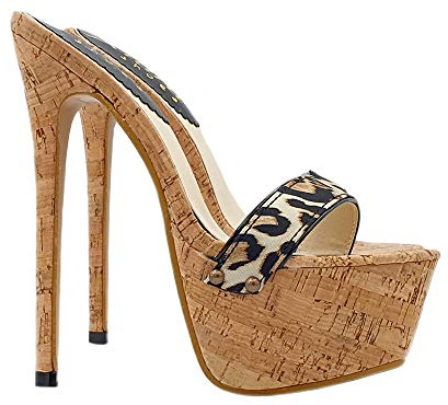 Kiara Shoes Sandali Sexy leopardati cubista Tacco a Spillo 17.5 cm Stiletto - KH102-3 Leopardato (Leopardato, Numeric_36)