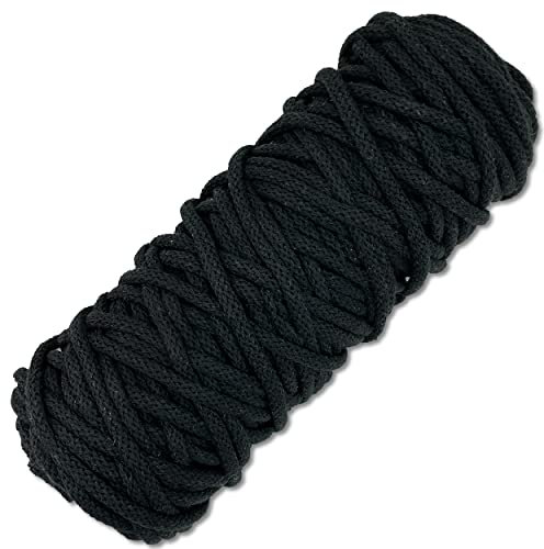 Baumwollkordel 50 Meter in 5 mm Makramee Kordel Baumwollseil Schnur Basteln DIY Schnur Turnbeutel… (029 | Schwarz)