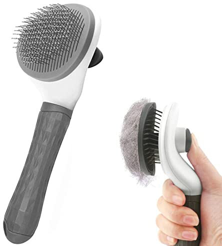 Cat Dog Brush, Pet Grooming Brush, Dog Shedding Tool, Cat Hair Remover for Short/Long Haired (Grey)