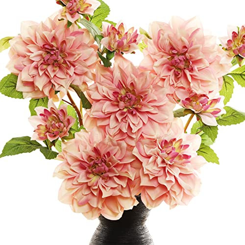 GLSATEMAN Künstliche Dahlie aus Seide, 61 cm langer Stiel, künstliche Blumen für Hochzeitssträuße, Heimdekoration, Herbstdekoration, Tischarrangements – realistisch aussehende künstliche