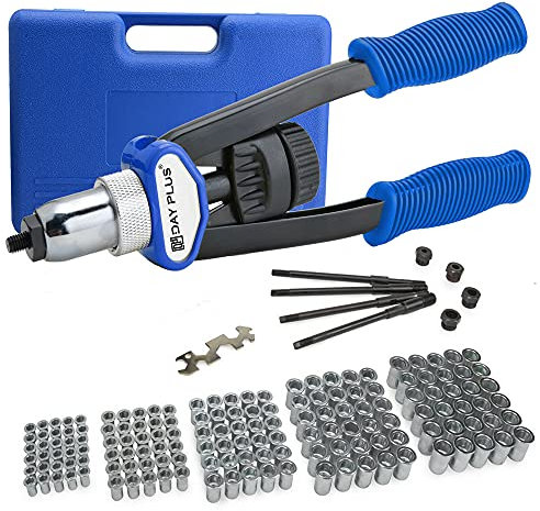 Nietmutterzange Set, 335mm Nietzange-Set Gewindenietzange mit 150pcs Nietmuttern M5-M12 Gewindenieten Zange Set, Handmutternpistolen-Kits im Tragekoffer