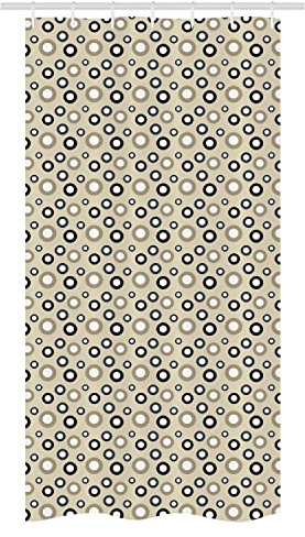 Ambesonne Geometric Circle Stall Shower Curtain, Disc Shaped Curve with Interior Hoops on Beige Vintage Inspired, Decorative Fabric Set with Hooks for Bathroom, 36 W x 72 L, Pale Sepia