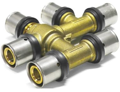 Sanpro Pressfitting kreuzungsfreies T-Stück TH Kontur, Größe 20x2 - Abgang 20x2-20x2 (kreuzungsfrei STECKFIT THPRESS)