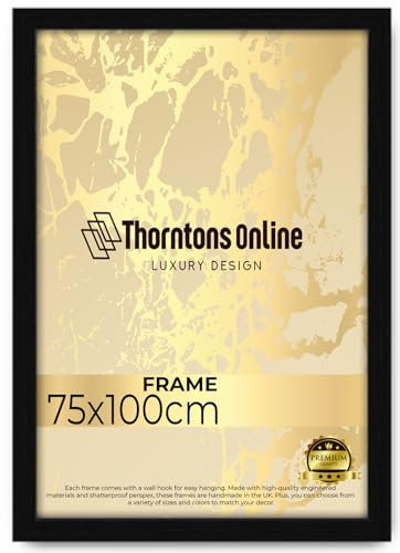 Throntons Large Poster Frame 75cm x 100cm Large Picture Frames Shatter-Resistant Perspex Portrait & Landscape Display Frames for Wall Decoration Photos Canvas Paintings Art Gallery (75 cm x 100 cm)