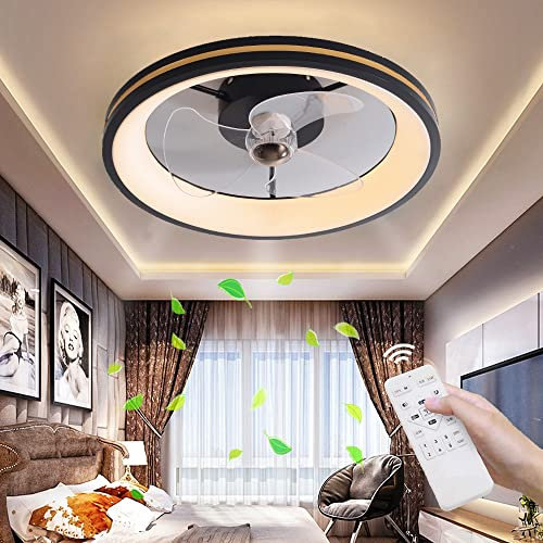 JMrider Deckenventilator Mit Beleuchtung LED Ventilator Lampe Deckenleuchte Ventilator Lampen Moderne Timer Leise Deckenlampe Licht Für Schlafzimmer Wohnzimmer Esszimmer 3000K-6500K/50cm…
